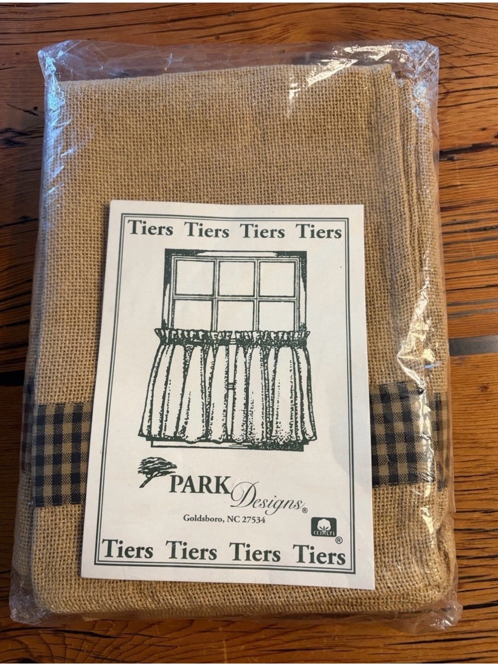 New Park Designs Tiers One Pair 72”x24” Burlap & Check Black